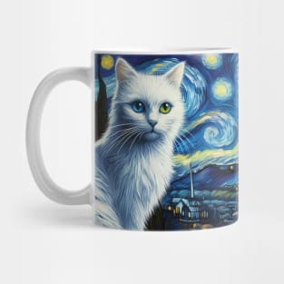 The white cat and the starry night Mug